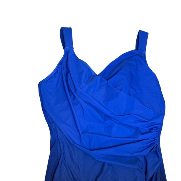 Lands’ End SlenderSuit Tummy Control Skirted 1 Piece Swimsuit Blue Ombré 12D - Picture 5 of 13